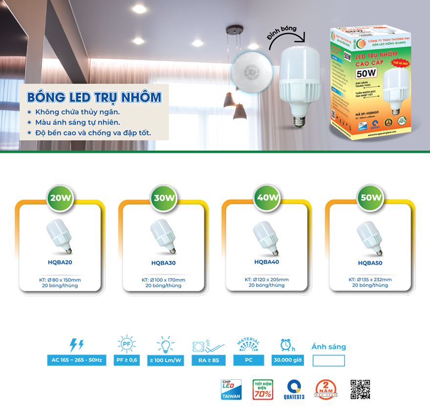 ĐÈN LED TRỤ NHÔM